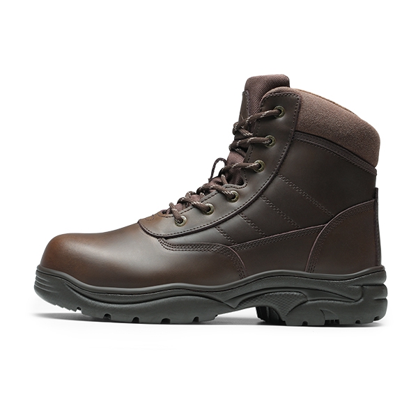 Men's Steel-Toe Industrial Work Boots - BROWN - 6